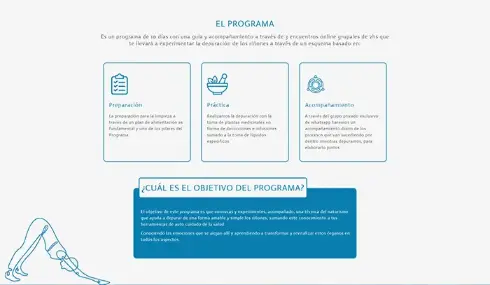 Captura de imagen de una sección del sitio dePura