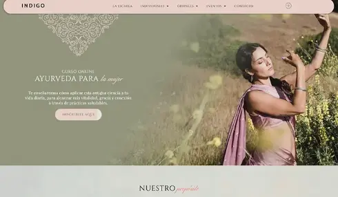 Captura de imagen de una sección del sitio Índigo
