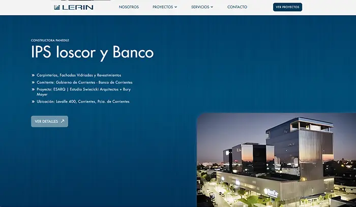 Captura de imagen de una sección del sitio Lerin