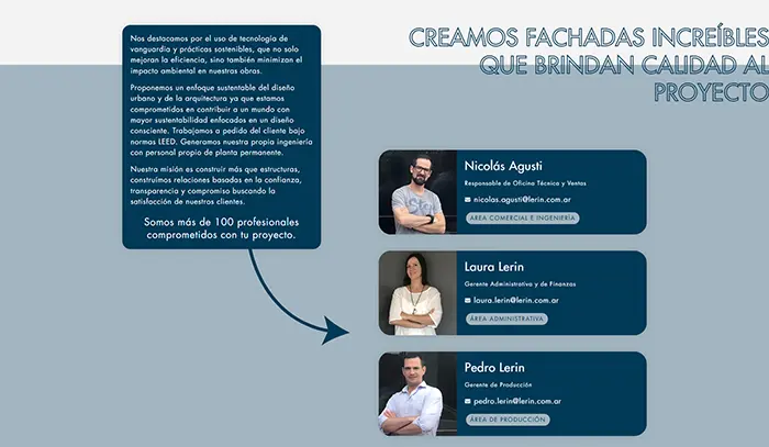 Captura de imagen de una sección del sitio Lerin