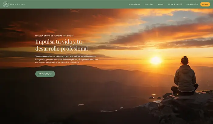 Captura de imagen de una sección del sitio Soma y Alma