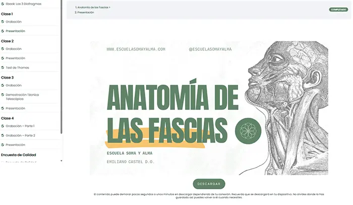 Captura de imagen de una sección del sitio Soma y Alma