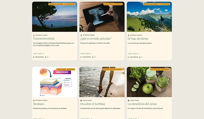 Captura de imagen de una sección del sitio Soma y Alma