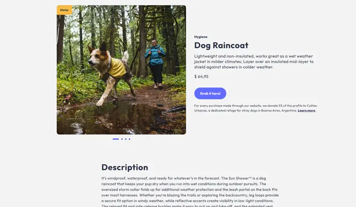 Captura de imagen de una sección del sitio The Wag Life Co