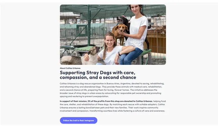 Captura de imagen de una sección del sitio The Wag Life Co