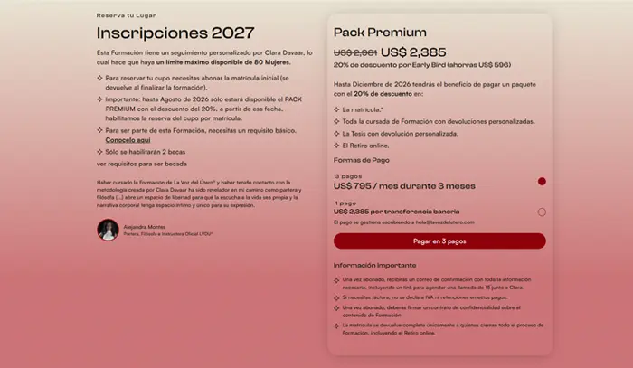 Captura de pantalla de la página La Voz del Útero
