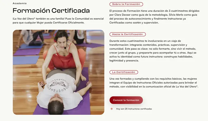 Captura de pantalla de la página La Voz del Útero