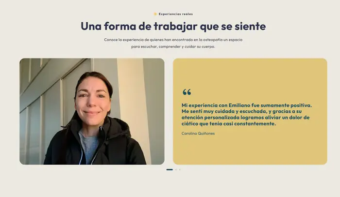 Captura de pantalla del sitio web Emiliano Castel