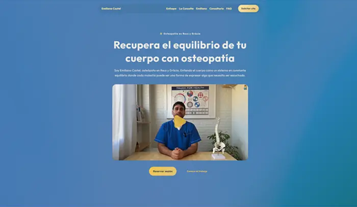 Captura de pantalla del sitio web Emiliano Castel